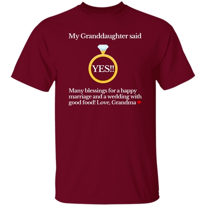 yes granddaughter grandma black T-Shirt