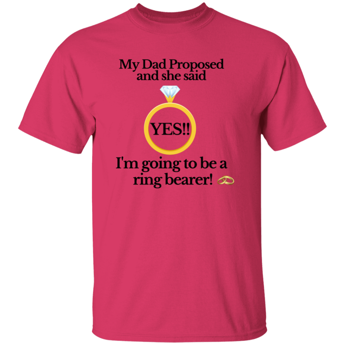 yes dad ring bearer white Youth Black Font 100% Cotton T-Shirt