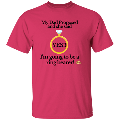 yes dad ring bearer white Youth Black Font 100% Cotton T-Shirt