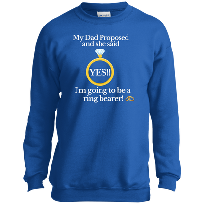 yes dad ring bearer black Youth Crewneck Sweatshirt