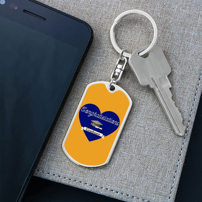Graphic Dog Tag Keychain Graduation Gift - Heart Design