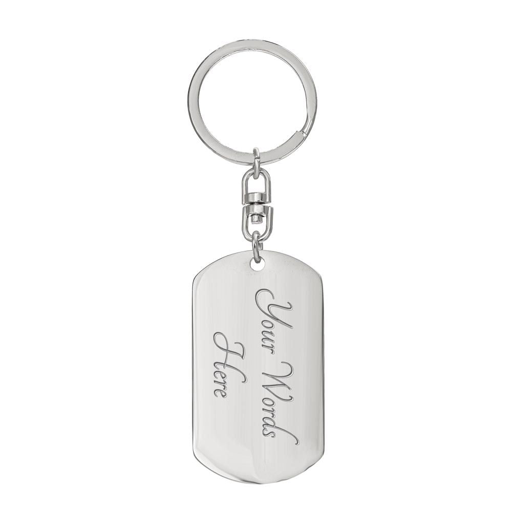 Graphic Dog Tag Keychain Graduation Gift - Gray