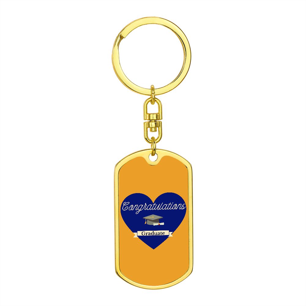 Graphic Dog Tag Keychain Graduation Gift - Heart Design