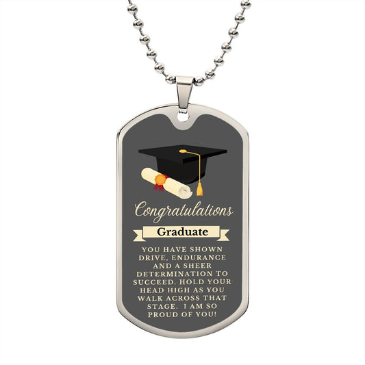 Luxury Military Chain Dog Tag Graduation Gift - Gray