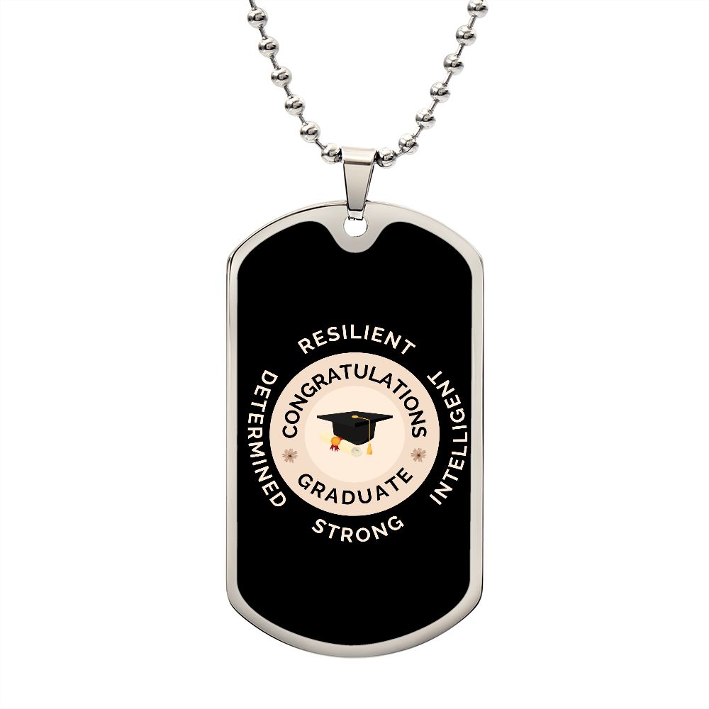 Luxury Military Chain Dog Tag Graduation Gift - Black