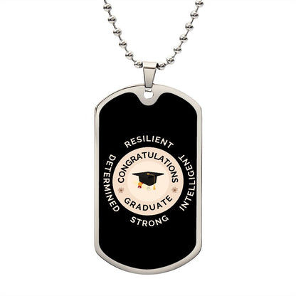 Luxury Military Chain Dog Tag Graduation Gift - Black