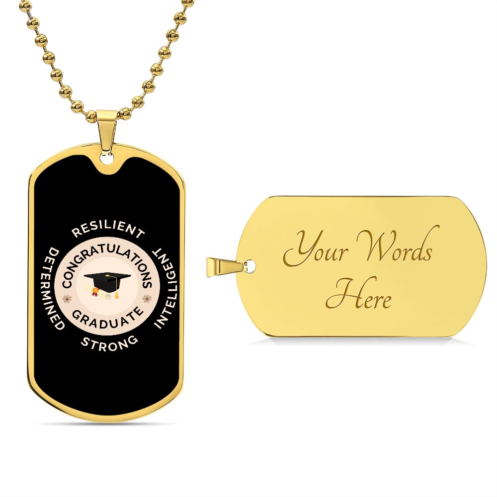 Luxury Military Chain Dog Tag Graduation Gift - Black