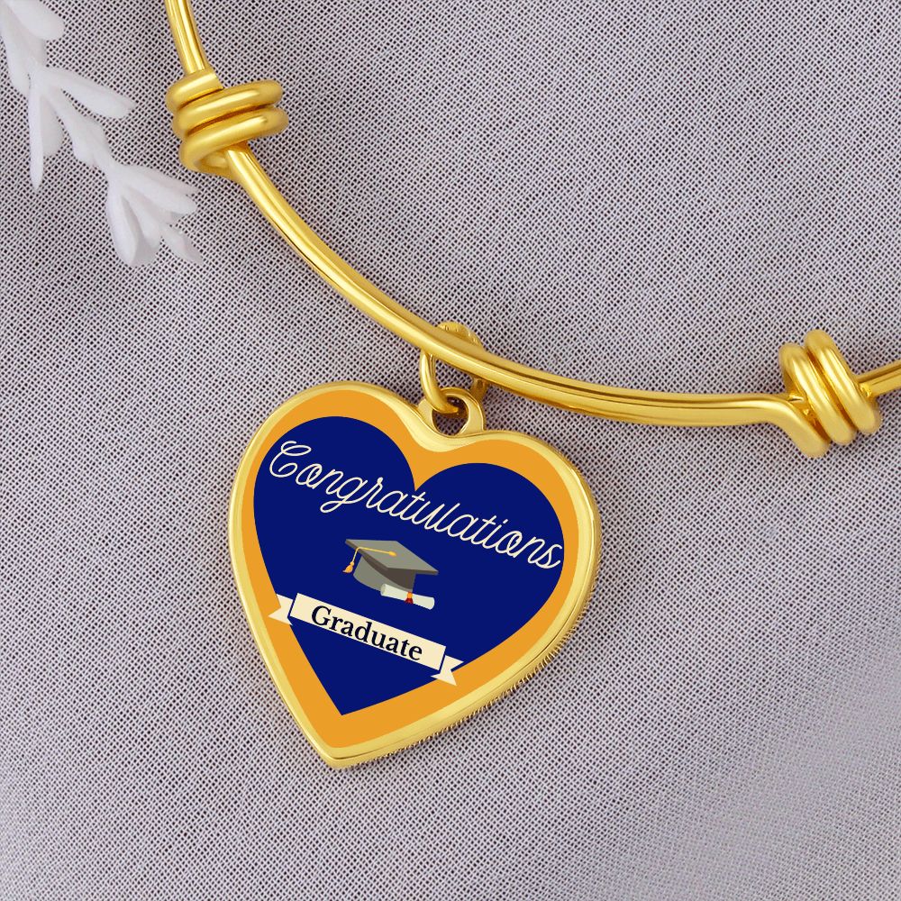 Heart Pendant Luxury Bangle Graduation Gift