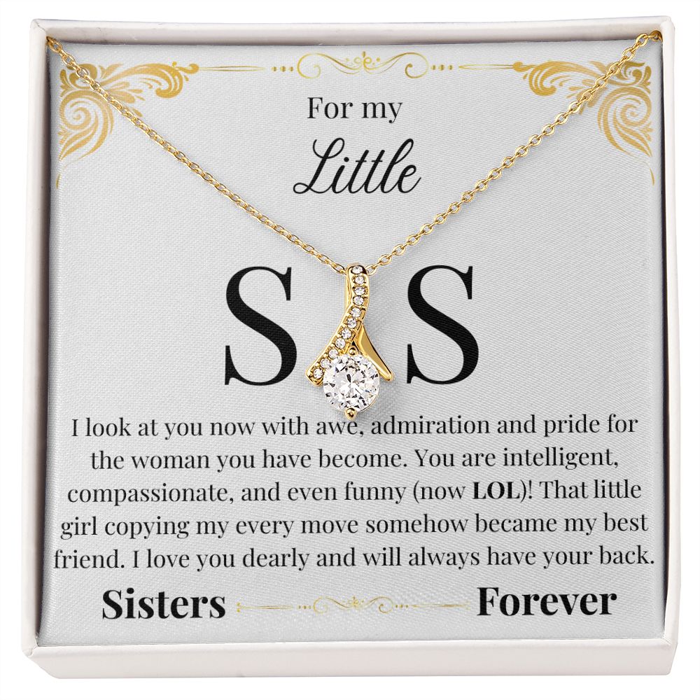 Alluring Beauty Necklace - with Little Sis Message card (White)