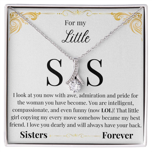 Alluring Beauty Necklace - with Little Sis Message card (White)