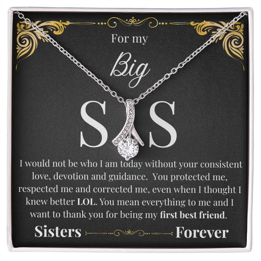 Alluring Beauty Necklace Gift - with Big Sis Message Card (Black)