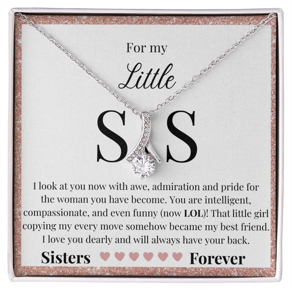 Alluring Beauty Necklace - with Little Sis Message Card (Rose Gold Border)