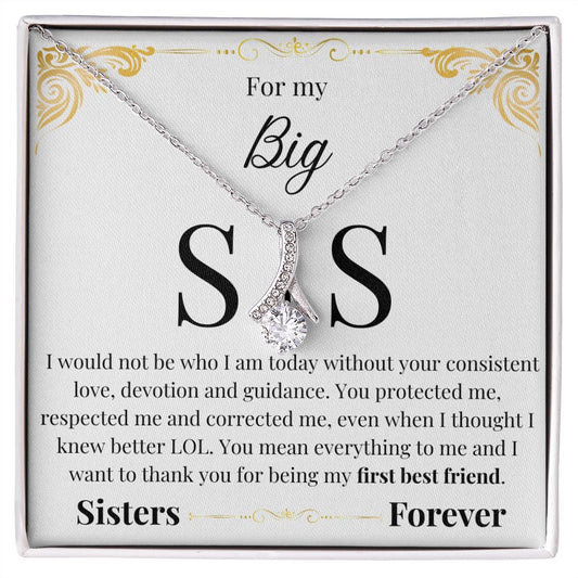 Alluring Beauty Necklace Big Sis - White message card