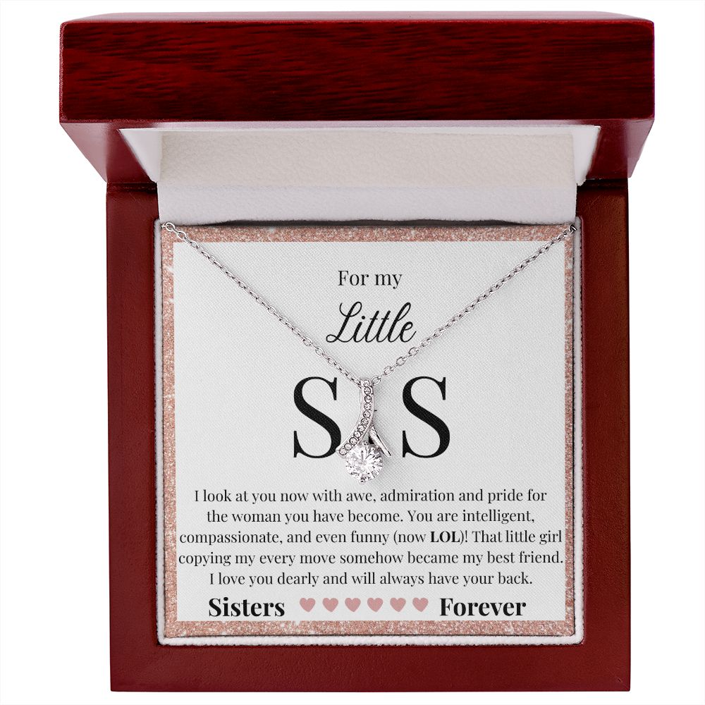 Alluring Beauty Necklace - with Little Sis Message Card (Rose Gold Border)