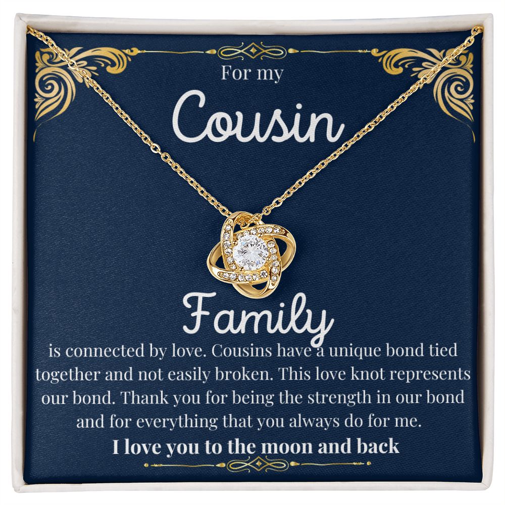 Love Knot Necklace Cousin - Blue message card