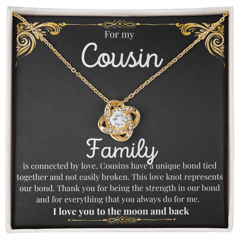 Love Knot Necklace Cousin - Black message card