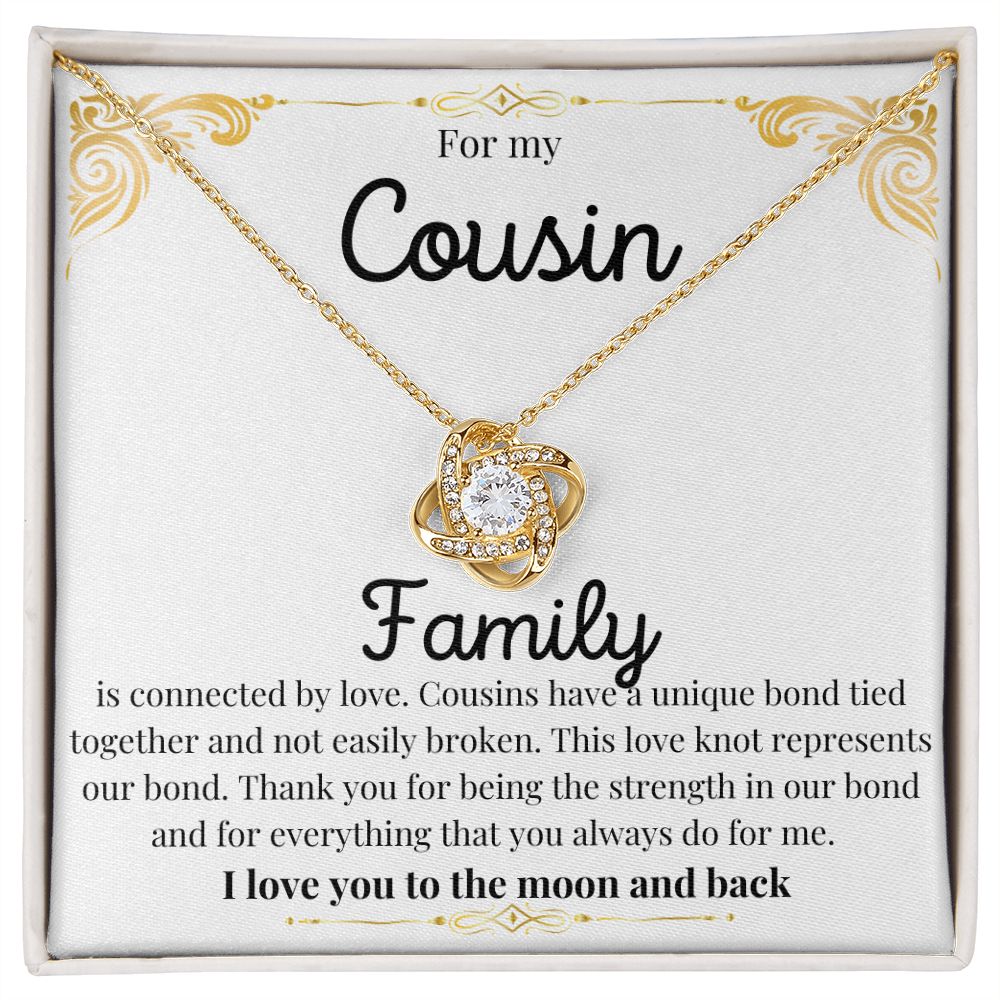 Love Knot Necklace Cousin - White message card