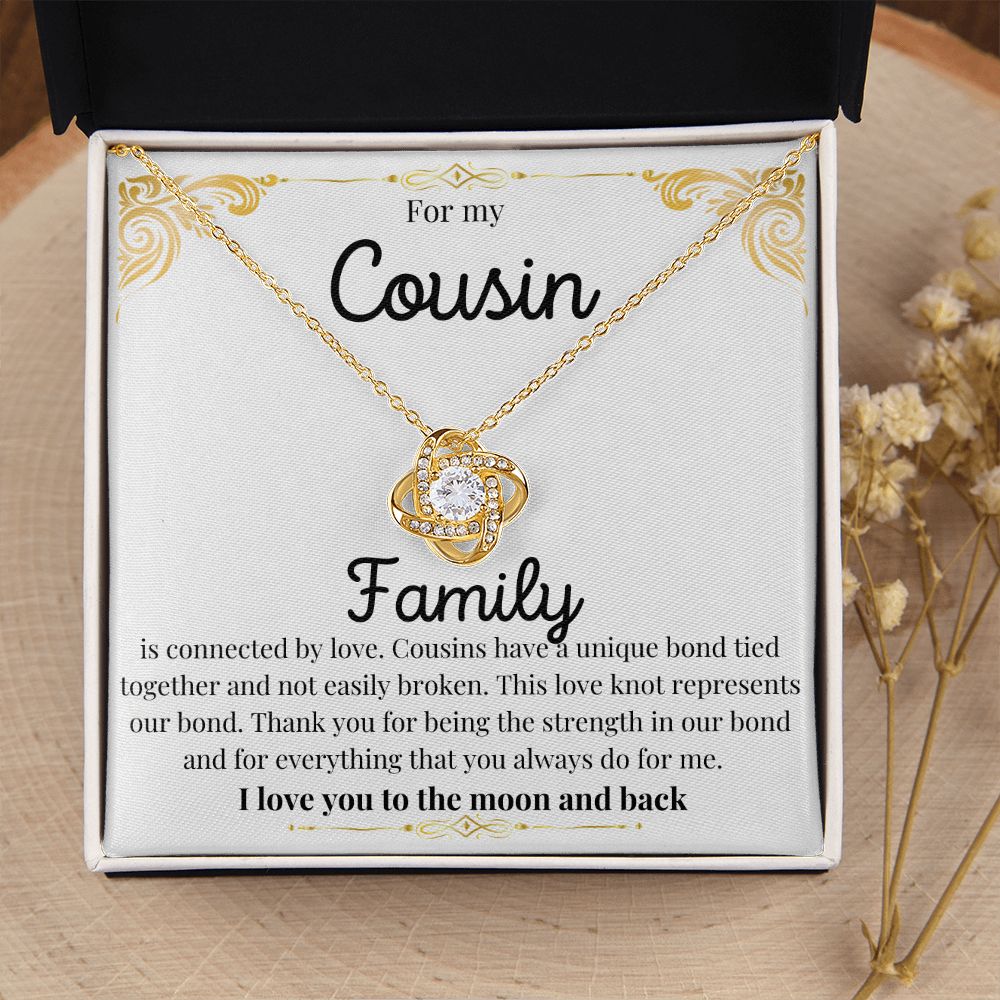 Love Knot Necklace Cousin - White message card