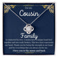 Love Knot Necklace Cousin - Blue message card