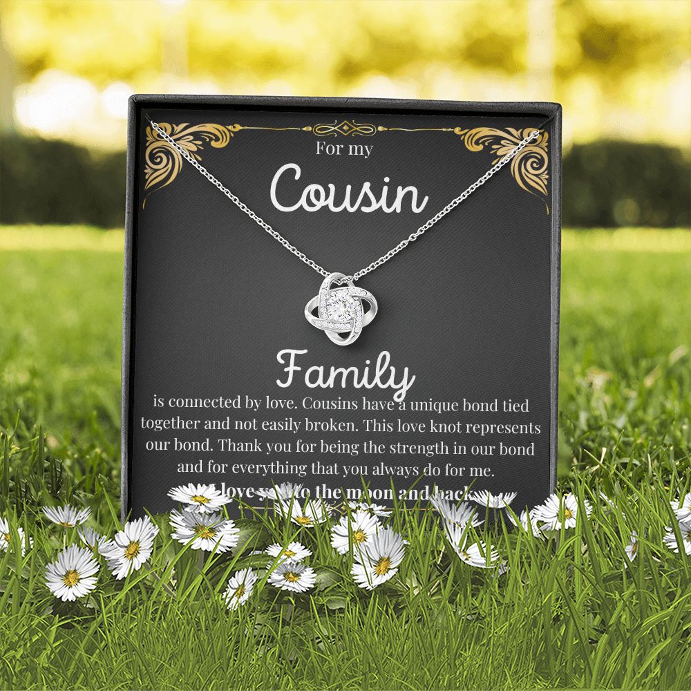 cousin love knot necklace white gold in field pic
