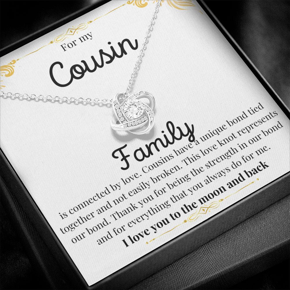 Love Knot Necklace Cousin - White message card
