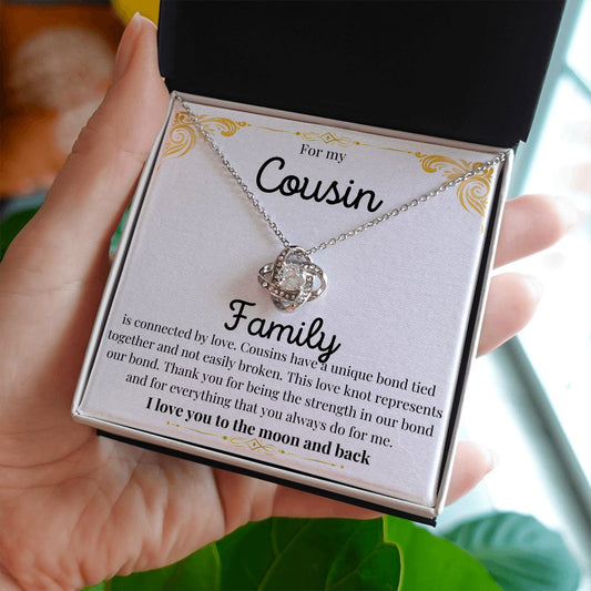 Love Knot Necklace Cousin - White message card