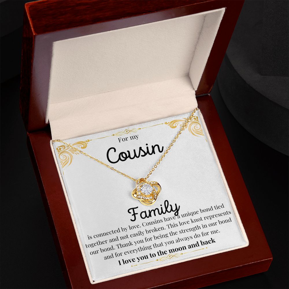 Love Knot Necklace Cousin - White message card