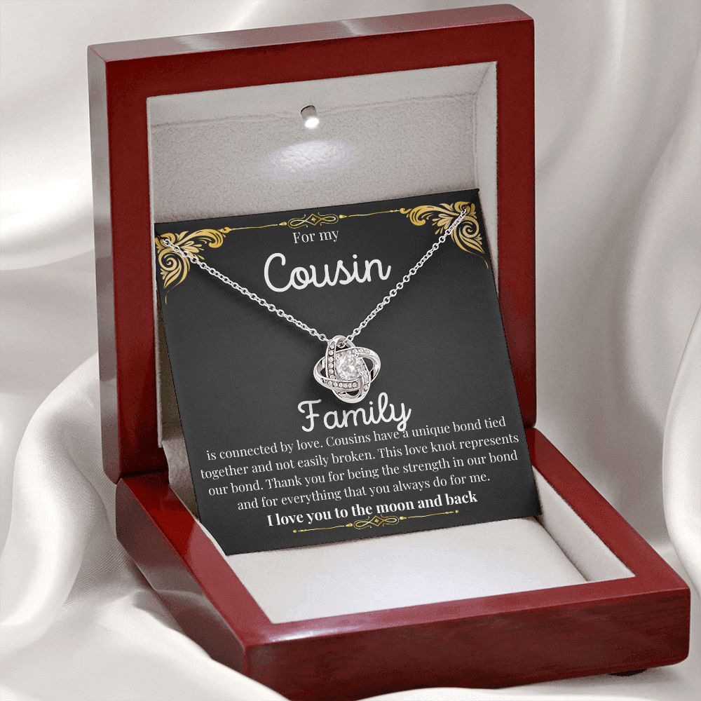 cousin love knot necklace white gold in mahagony luxury box