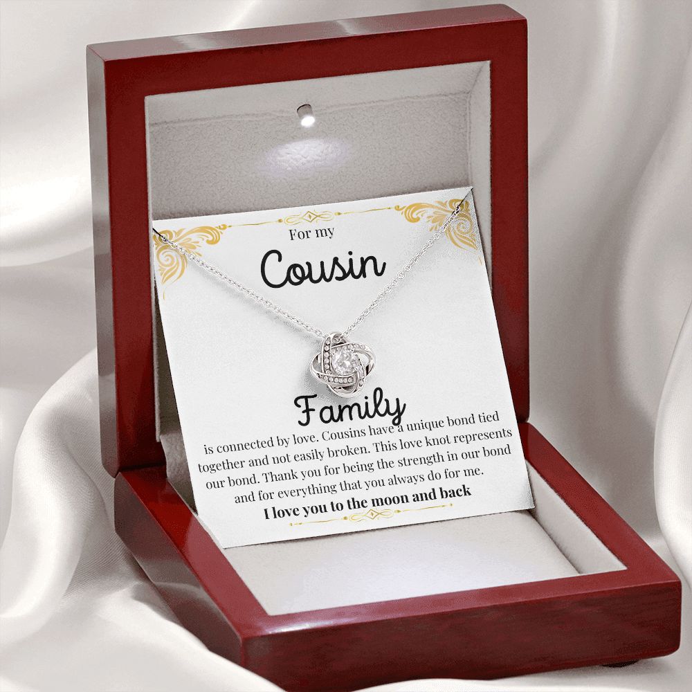 Love Knot Necklace Cousin - White message card
